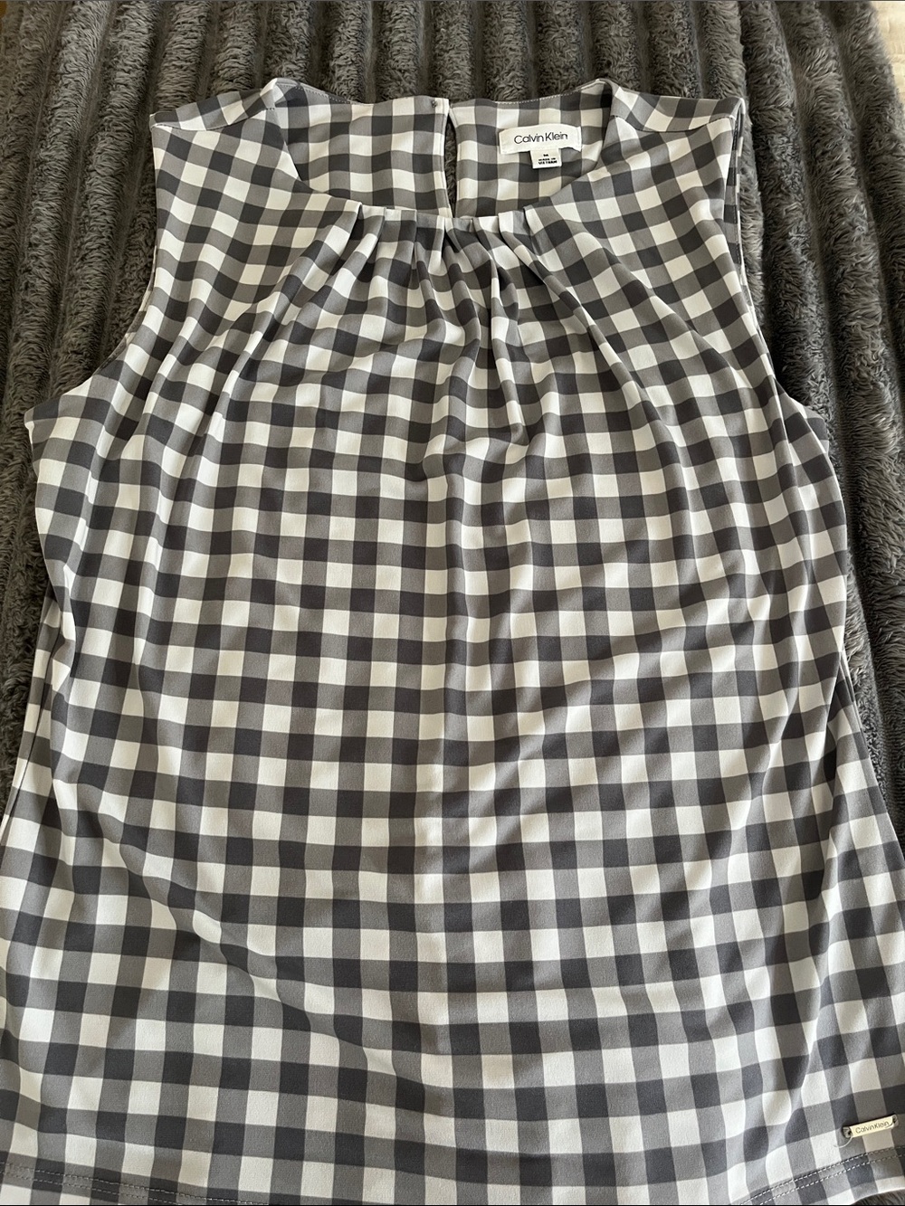 Calvin Klein gray and White Gingham shirt